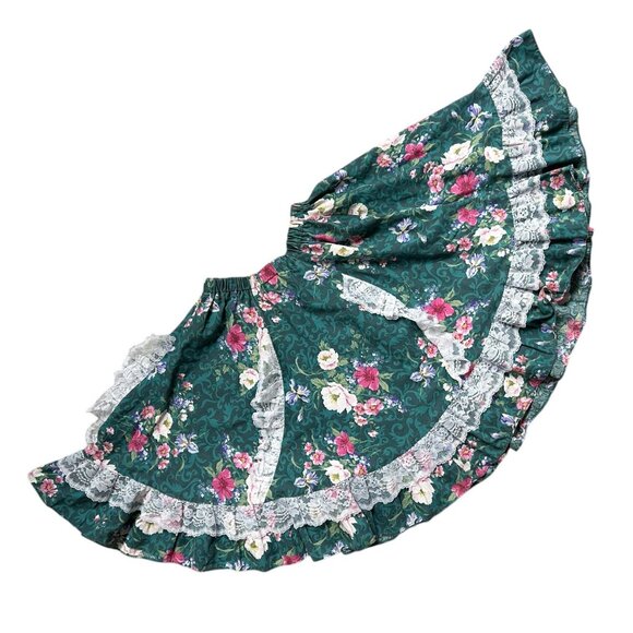 80s 90s vintage Pitchfork brand western skirt lace squaredancing circle floral. - Picture 2 of 8